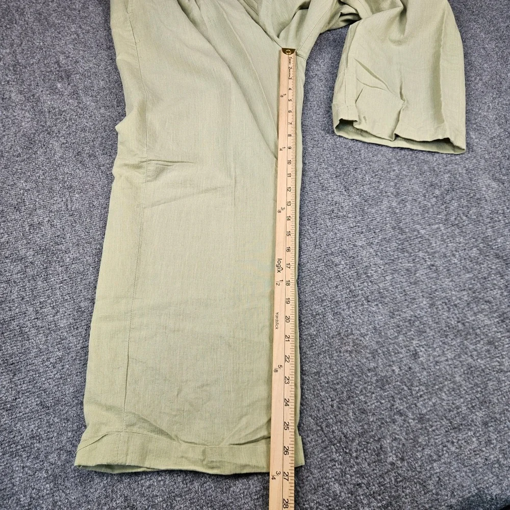 Steve Harvey Celebrity Edition Sage Green Linen Cotton Pleated Trousers 32x30